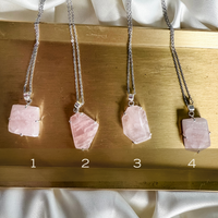 rose quartz necklace - silver
