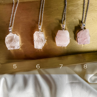 rose quartz necklace - silver