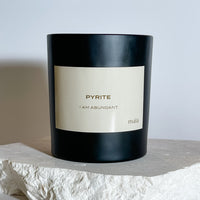 crystal infused pyrite candle