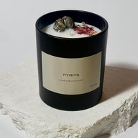 crystal infused pyrite candle