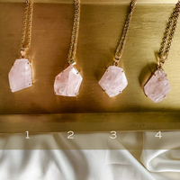 rose quartz necklace - gold