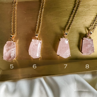 rose quartz necklace - gold