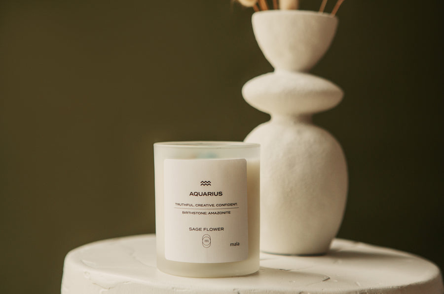 zodiac series - crystal infused candle - aquarius