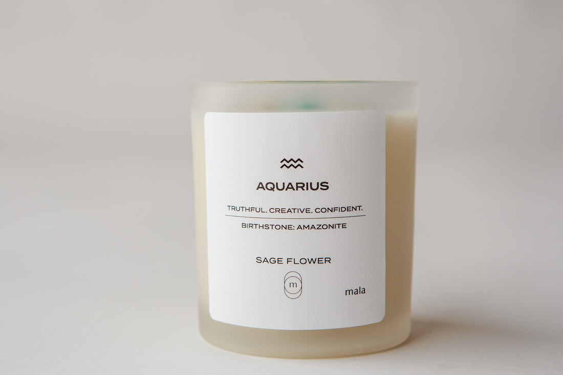 zodiac series - crystal infused candle - aquarius