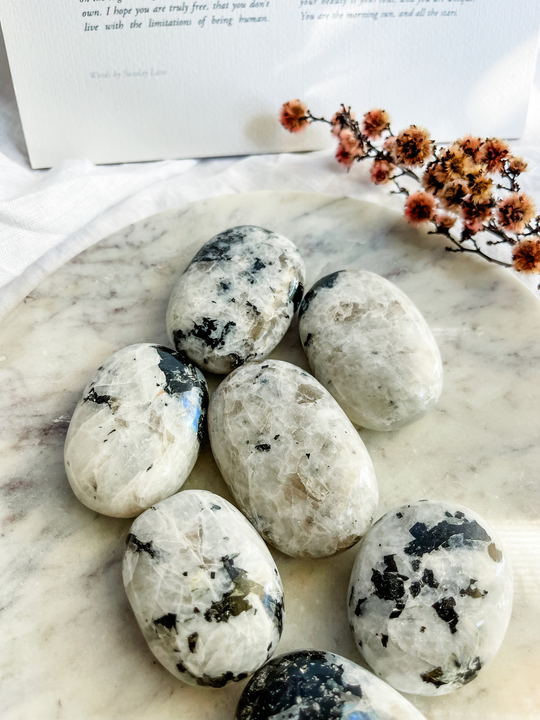 rainbow moonstone palm stone