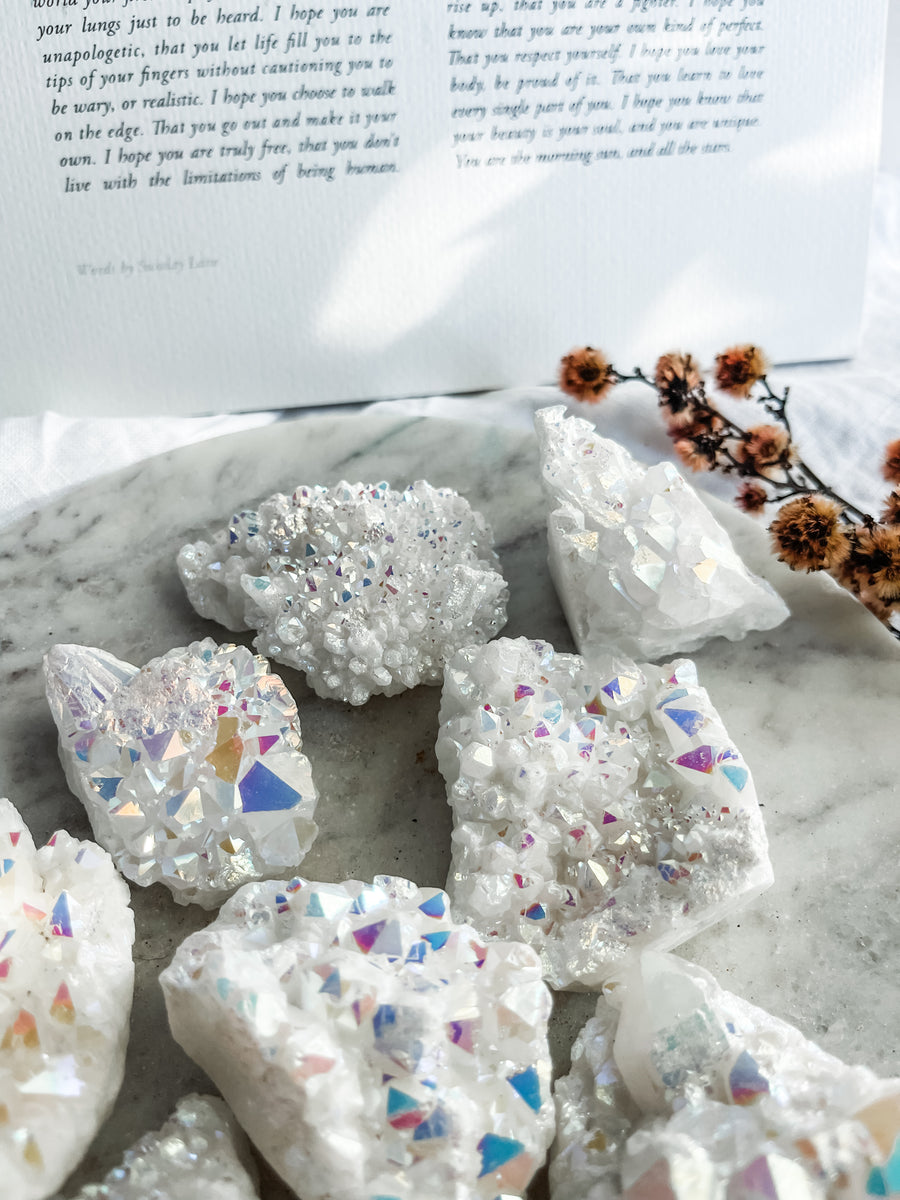 angel aura quartz cluster - small