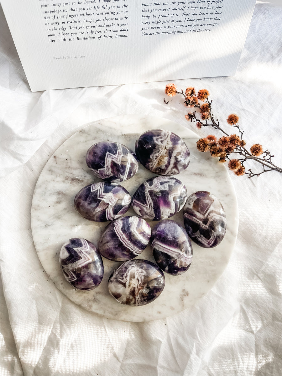 amethyst chevron palm stone