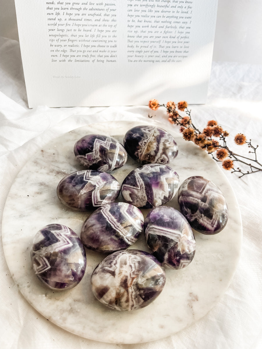 amethyst chevron palm stone