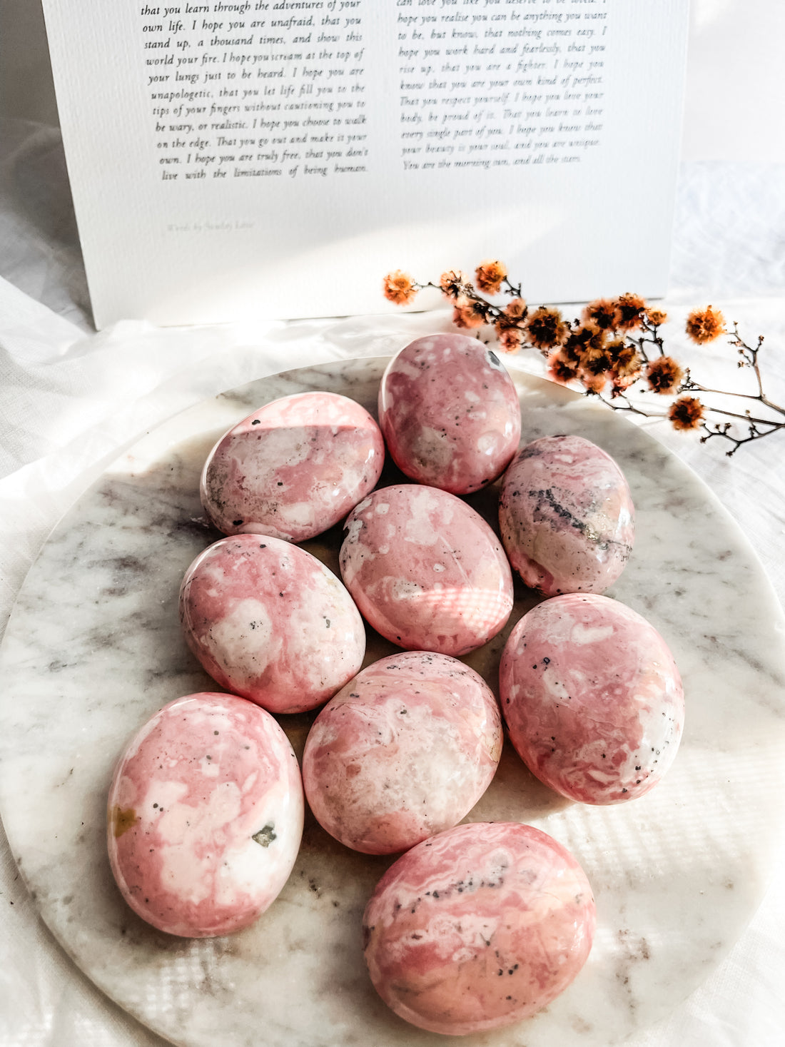 rhodonite palm stone