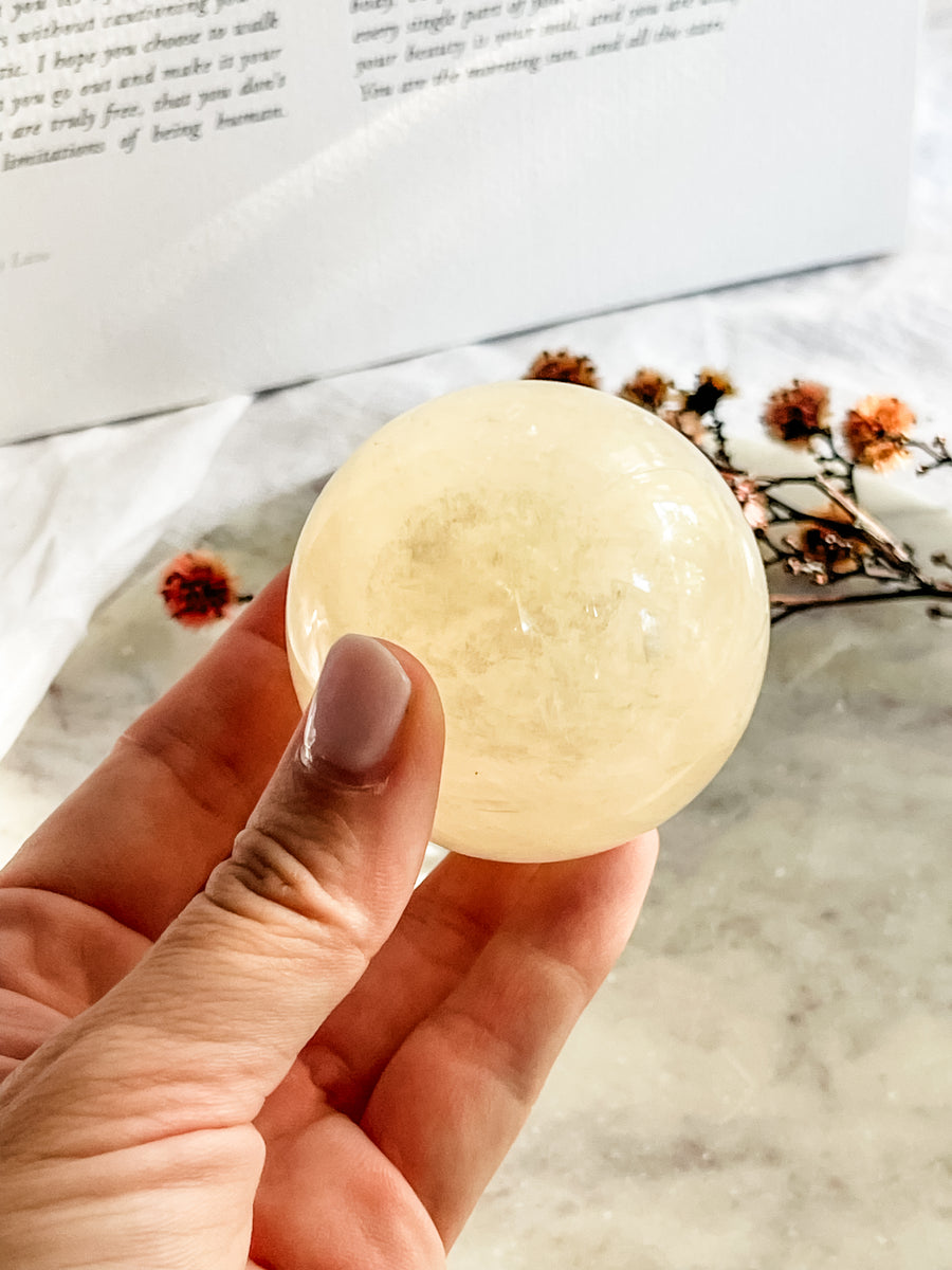 honey calcite sphere