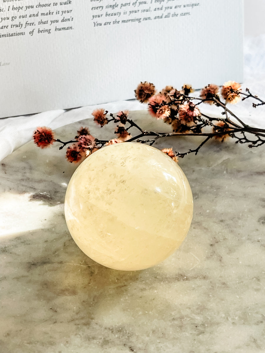 honey calcite sphere