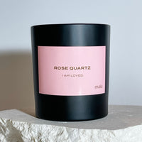 crystal infused rose quartz candle