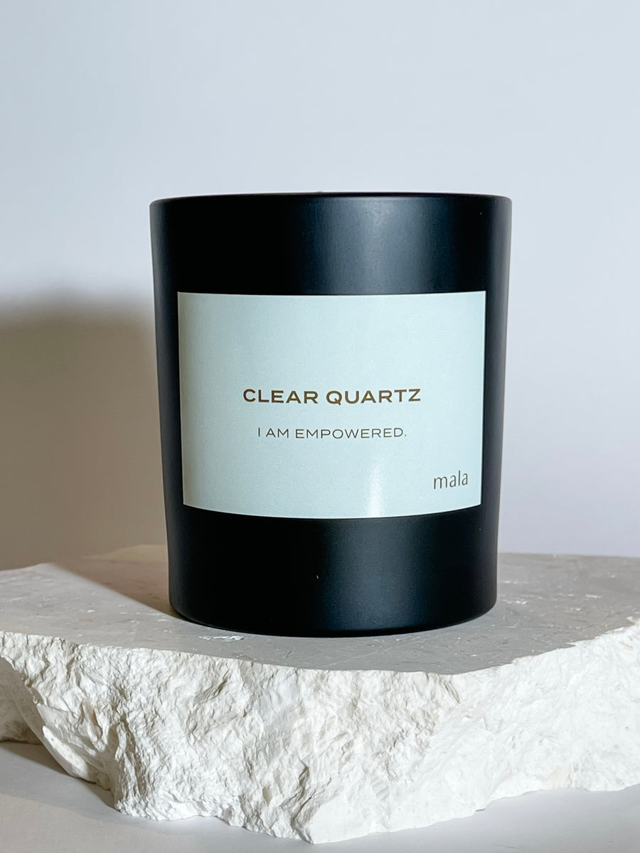crystal infused clear quartz candle