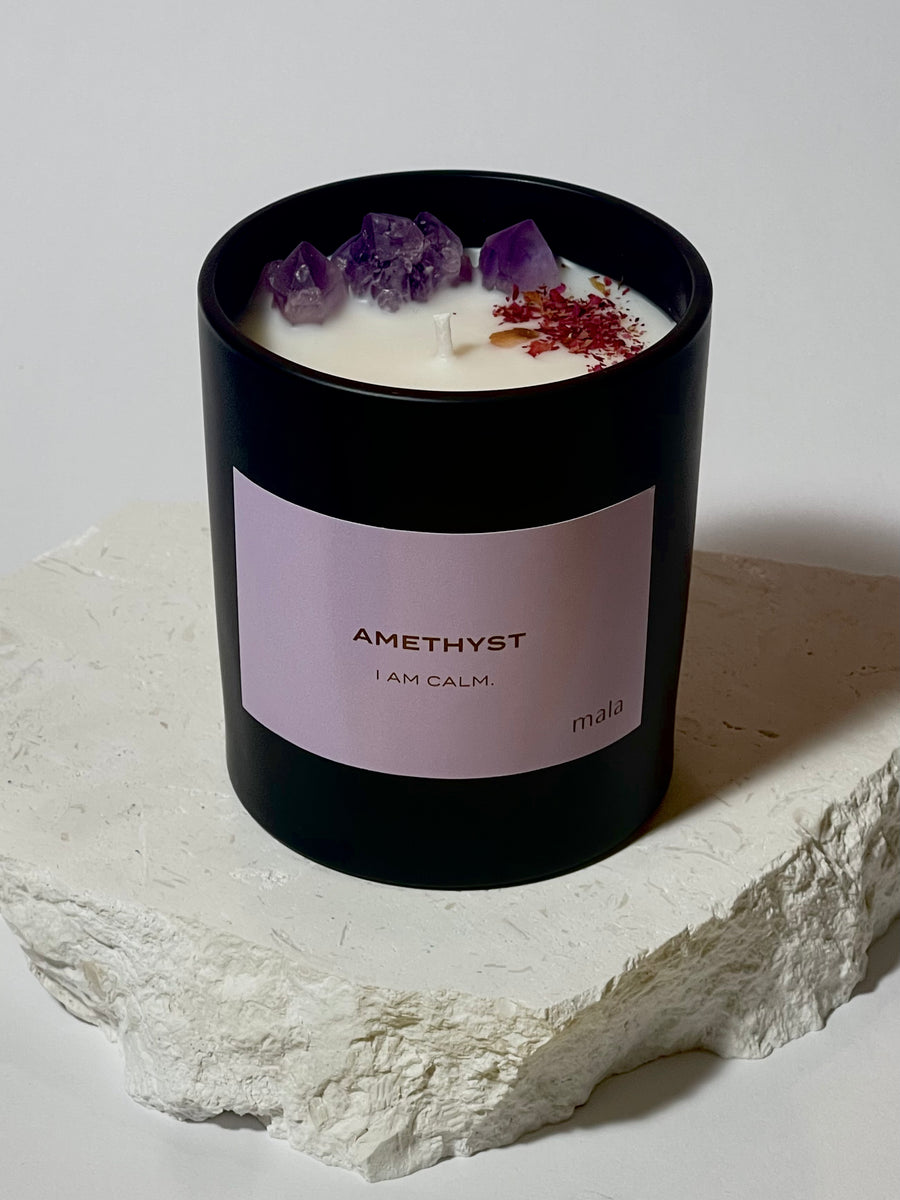 crystal infused amethyst candle