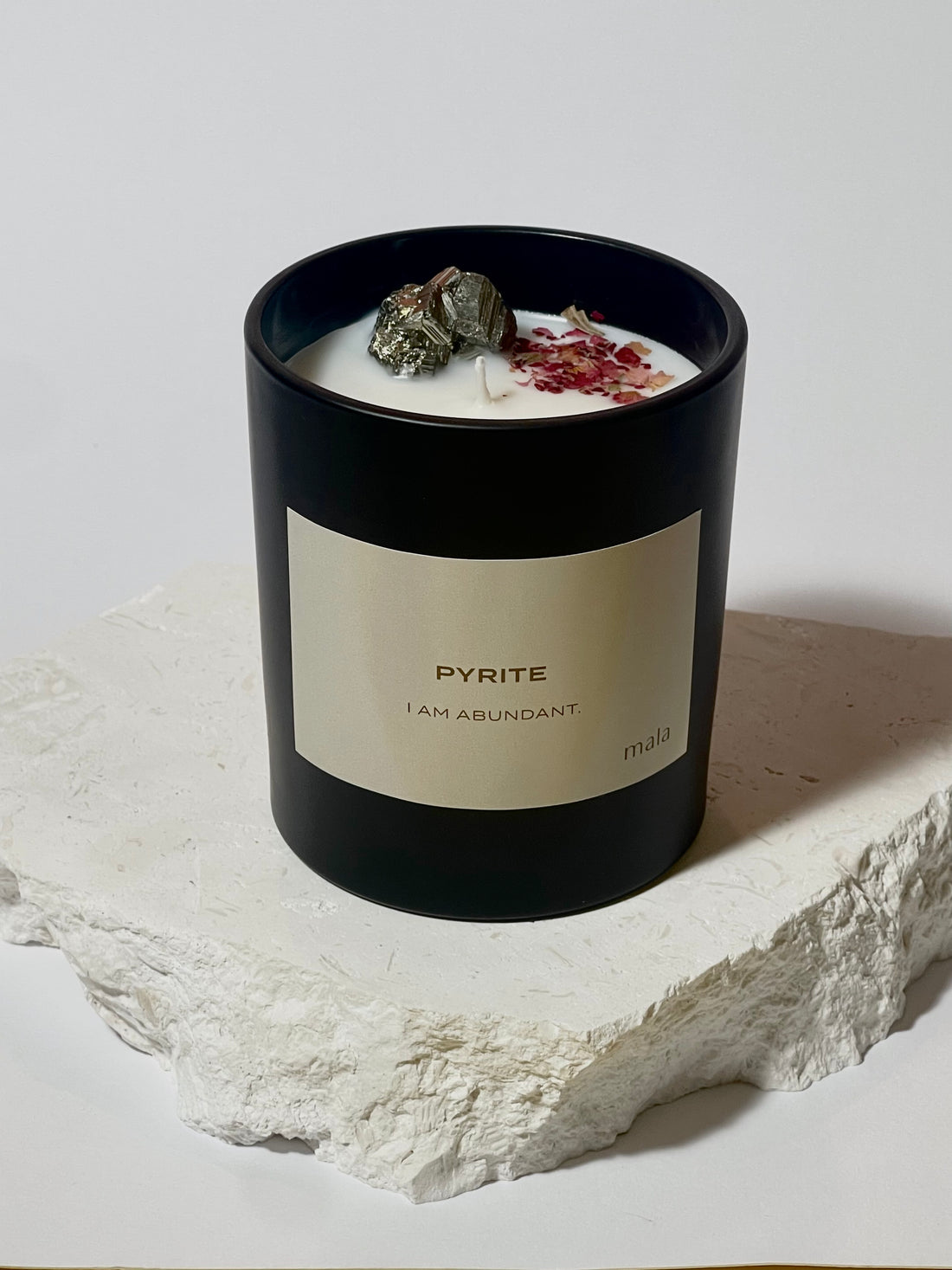 crystal infused pyrite candle