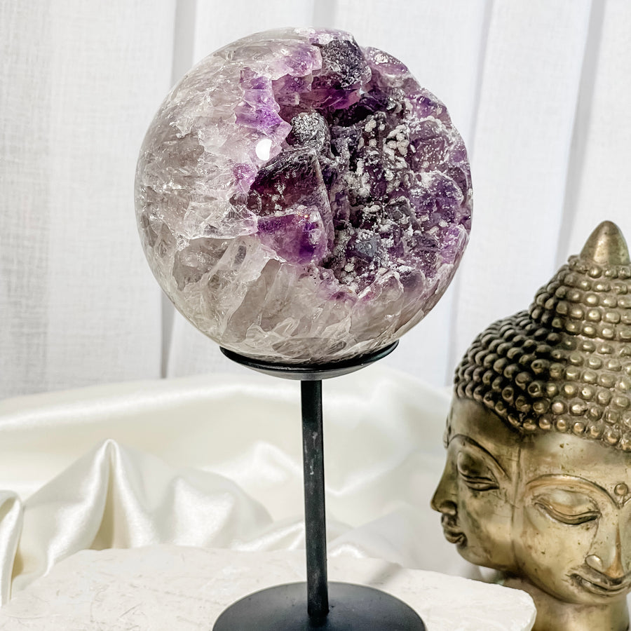 amethyst geode sphere on stand 02
