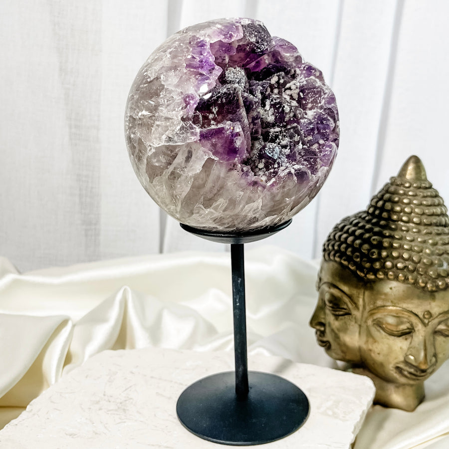 amethyst geode sphere on stand 02
