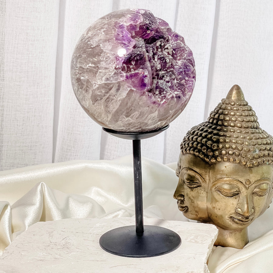 amethyst geode sphere on stand 02