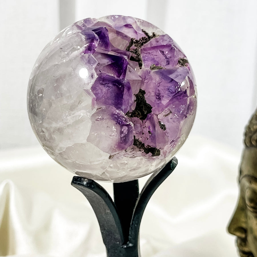 amethyst geode sphere on stand 06