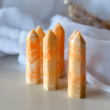 orange calcite points