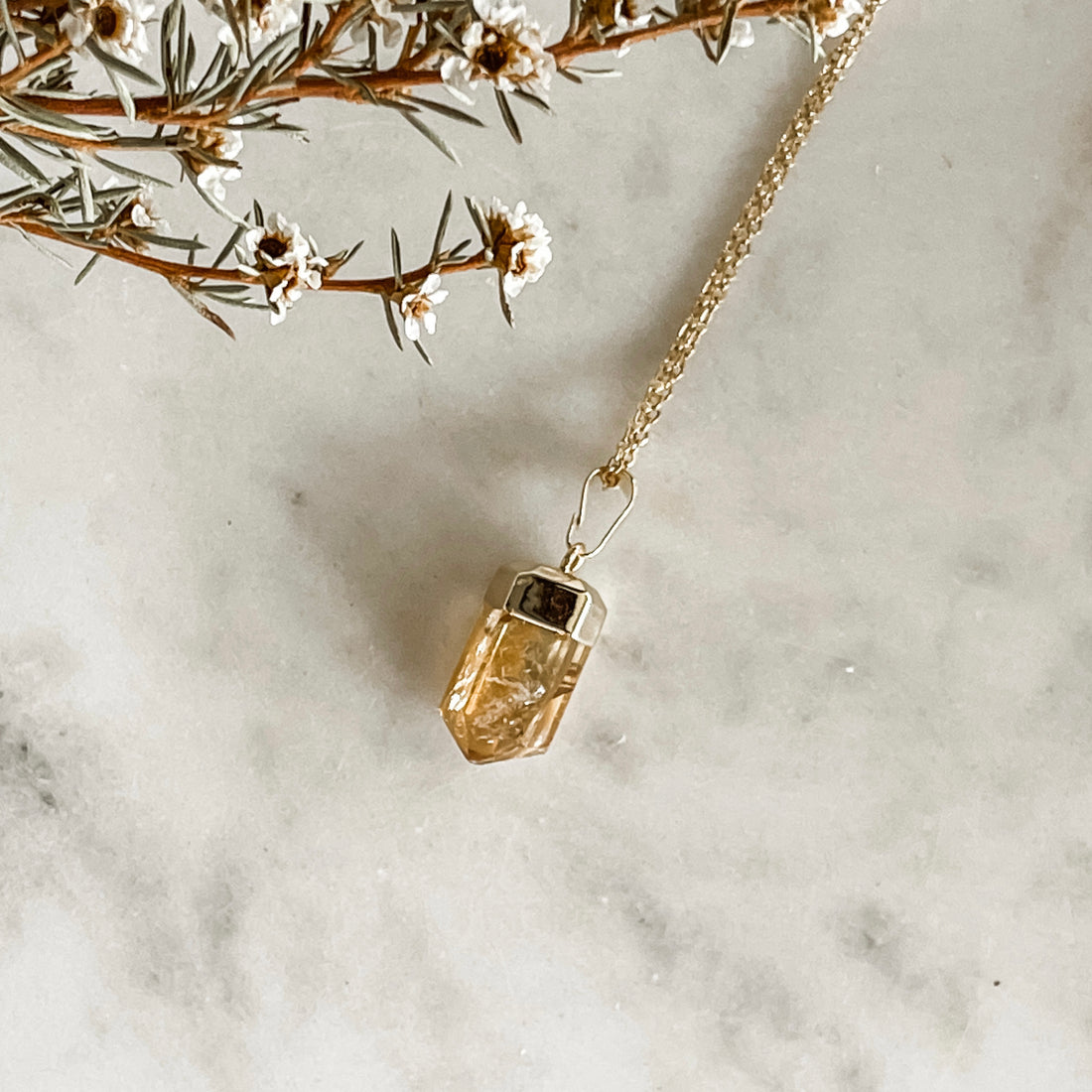 citrine necklace - gold
