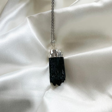 black tourmaline necklace - silver