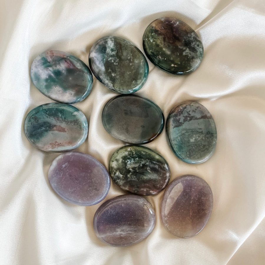 moss agate worry stone